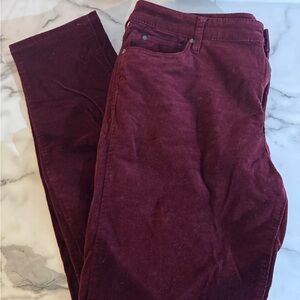 Kut from the Kloth Diana Skinny Corduroy Pants in Deep Wine
